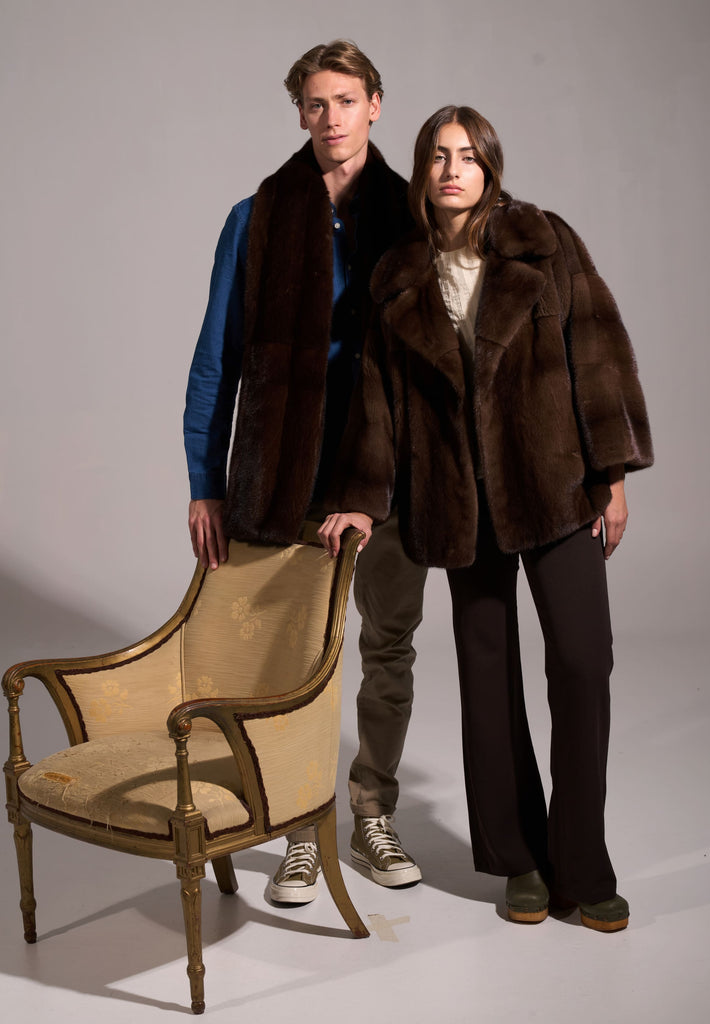 Chaqueta de vison bufanda de vison