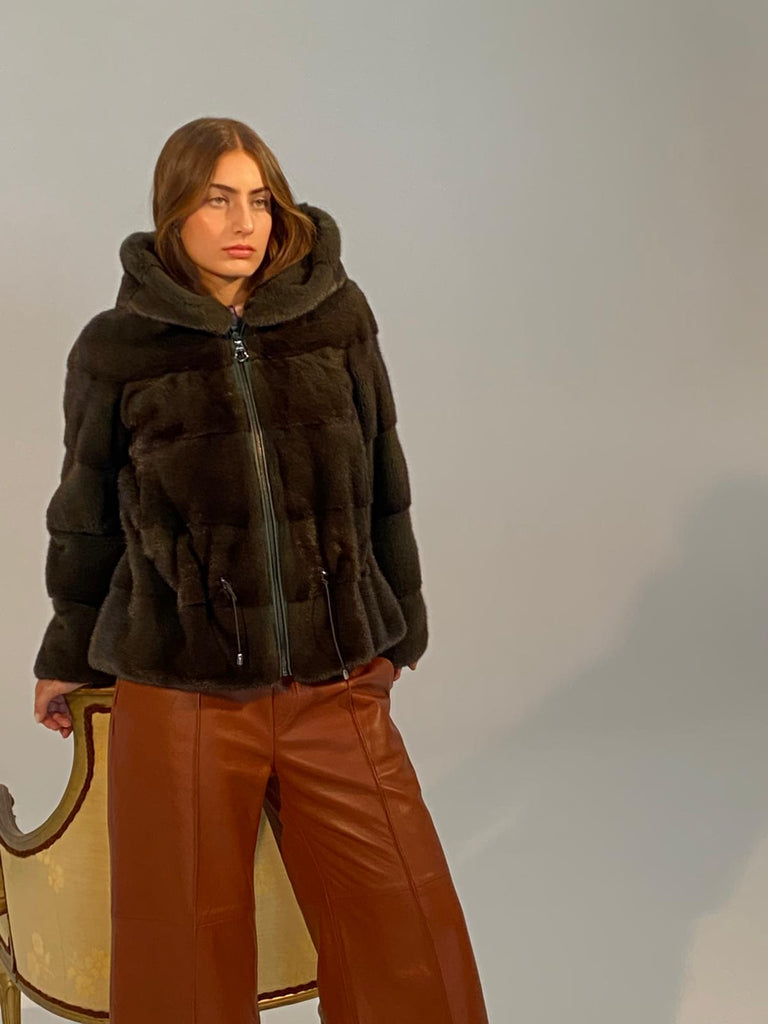 Parka de visón verde