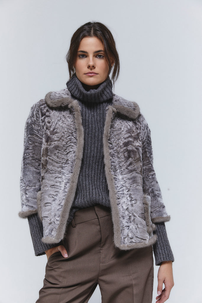 chaqueta astracan y vison