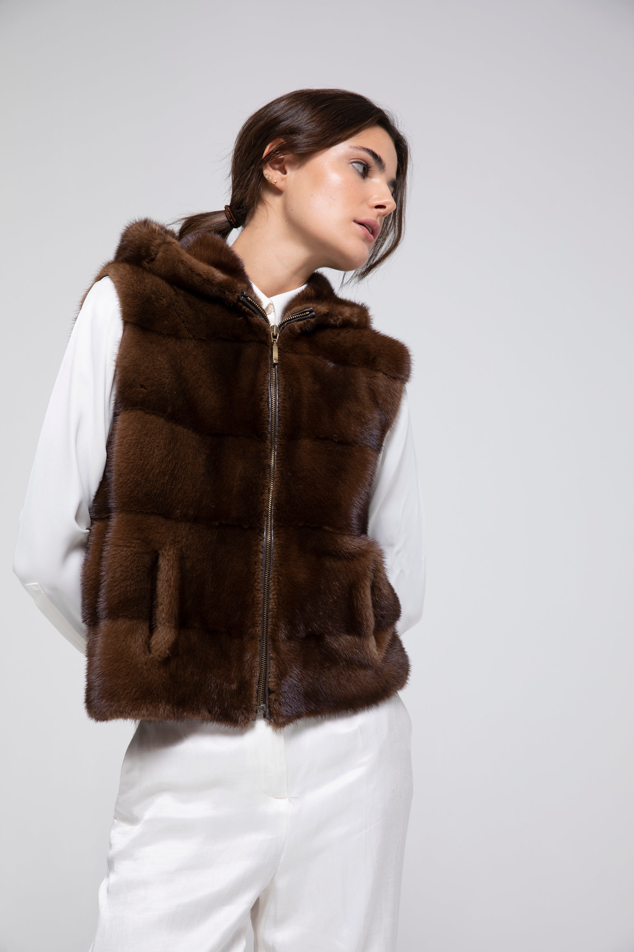 Mink Fur Vest with Hood | Ramiro Guardiola