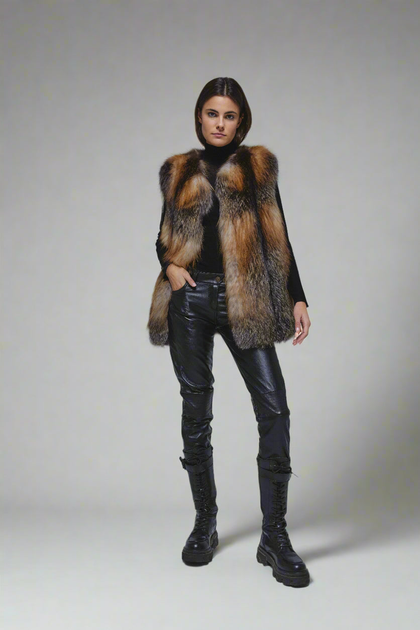 Chaleco Zorro Chaleco Gris Pelo Mujer Chaleco Suave Y Grueso Con