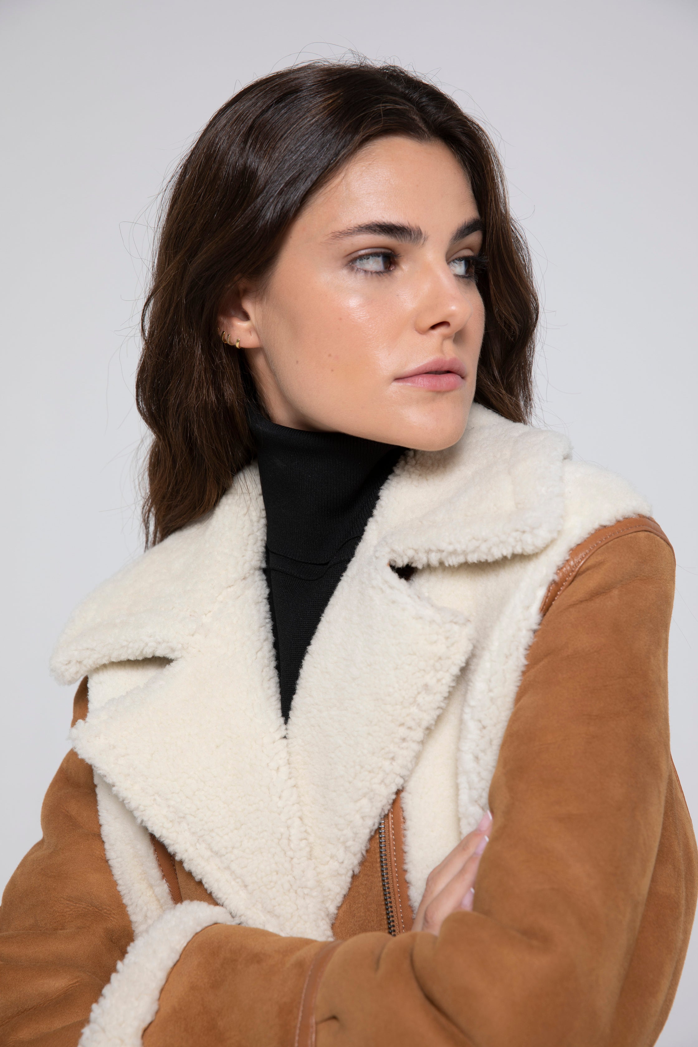 Chaqueta De Piel Sintética Marrón Hecha A Mano: Abrigo De Invierno