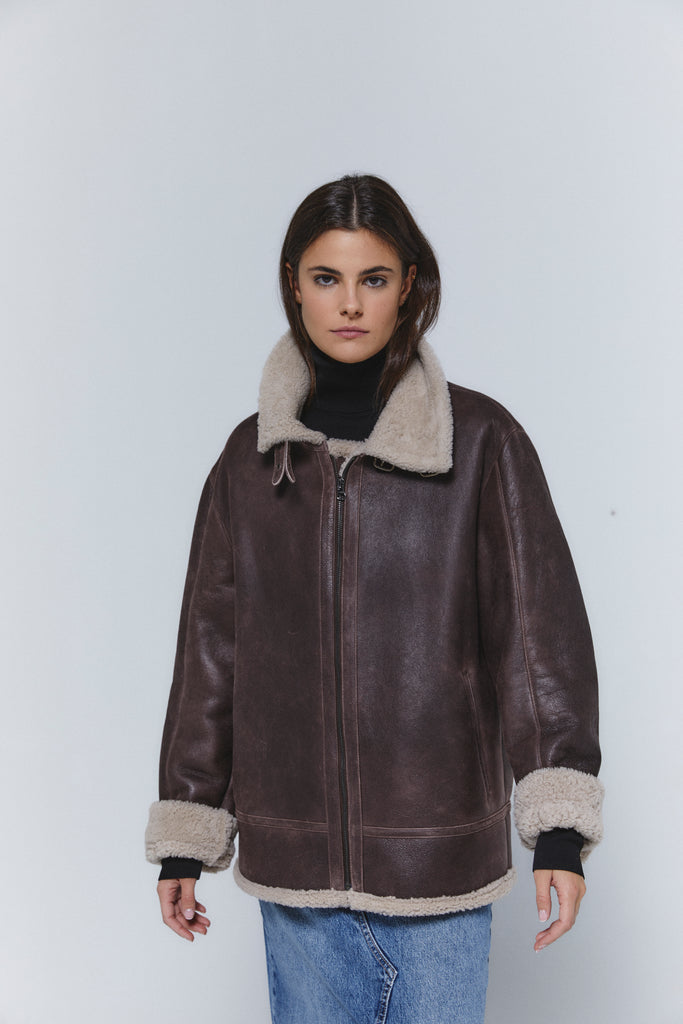 chaqueta cordero merino doble faz