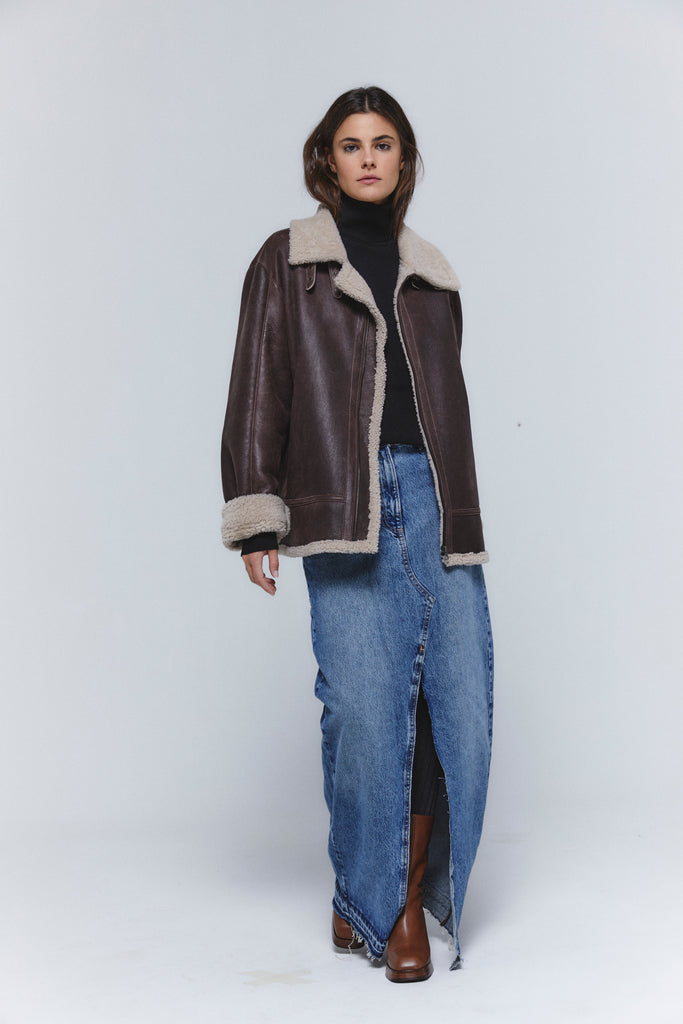 chaqueta cordero merino doble faz