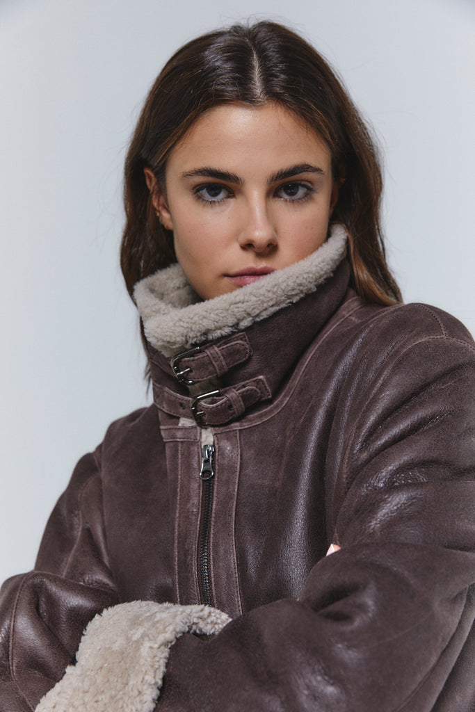 chaqueta cordero merino doble faz